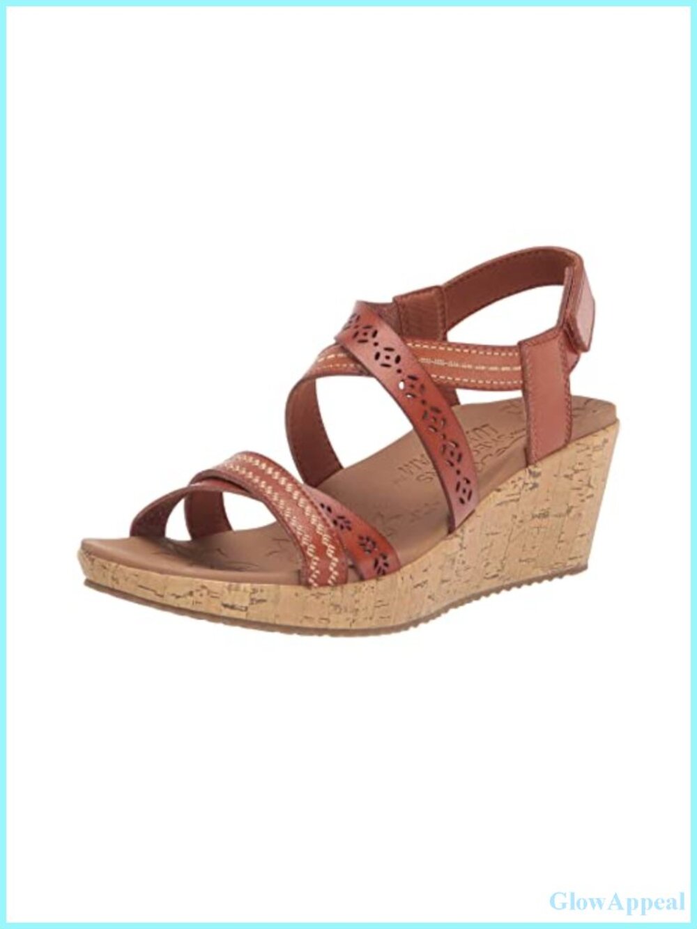 Laser-Cut Faux Leather Wedge Sandals with Embroidery Slingback